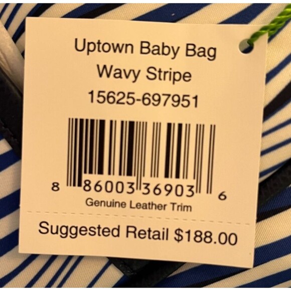 NWT Vera Bradley Uptown Wavy Stripe Diaper Bag Navy Blue Baby Stroller Straps - Picture 4 of 4